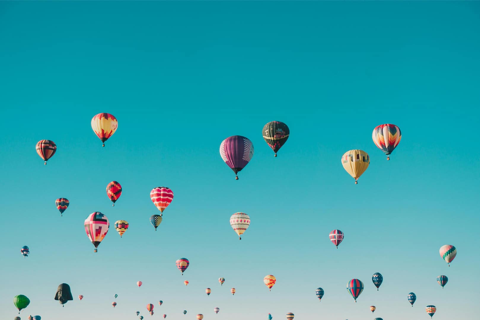 Hot air balloons in the blue sky