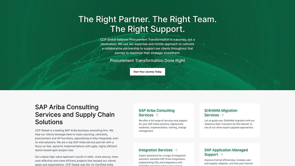 Custom website designed and developed for CCP Global