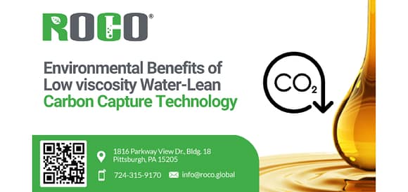 Environmental Benefit of low viscosity water lean carbon capture tech.