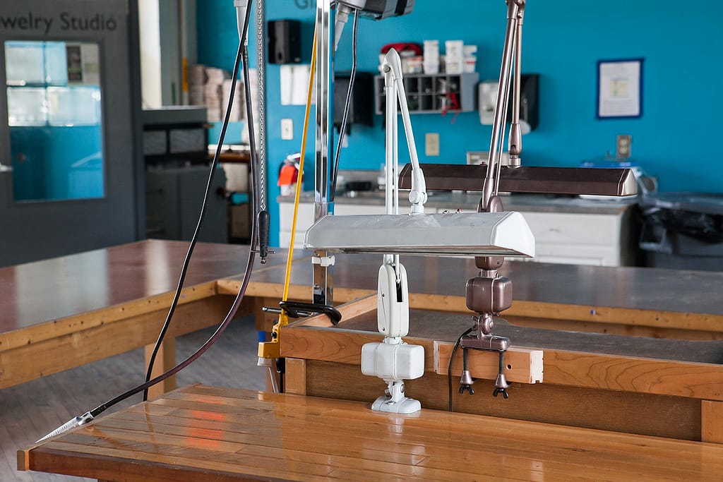 Metalsmithing studio space at GoggleWorks Center for the Arts