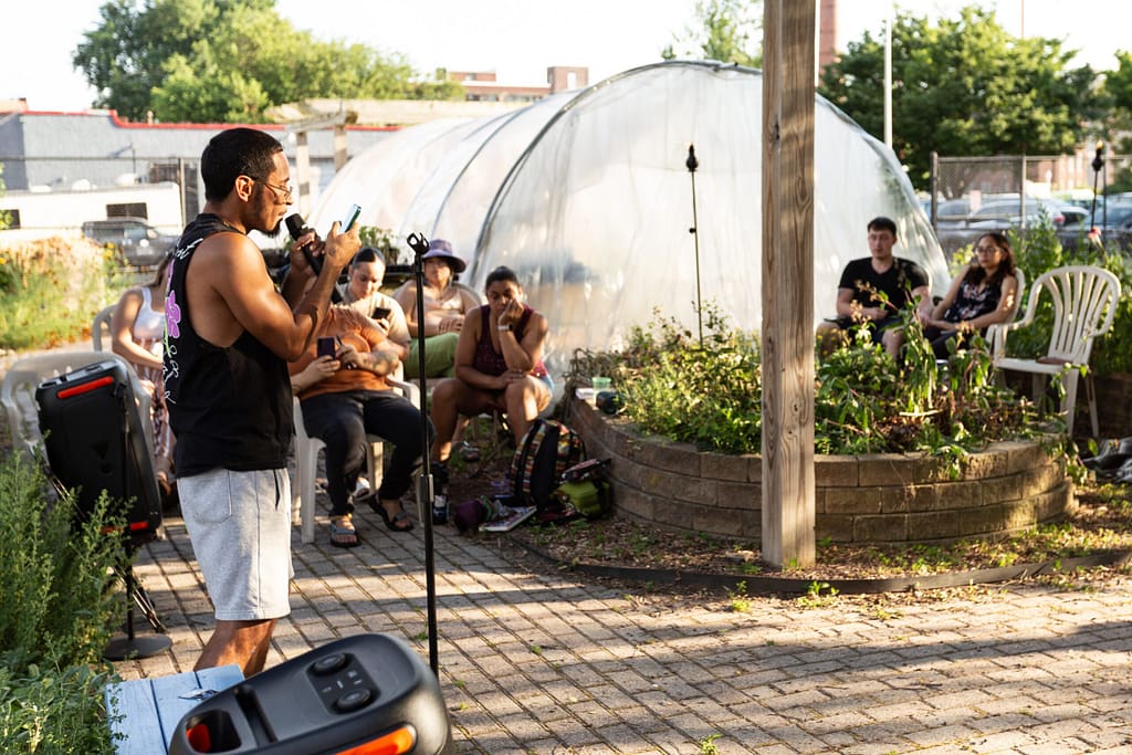 man performing at open mic night