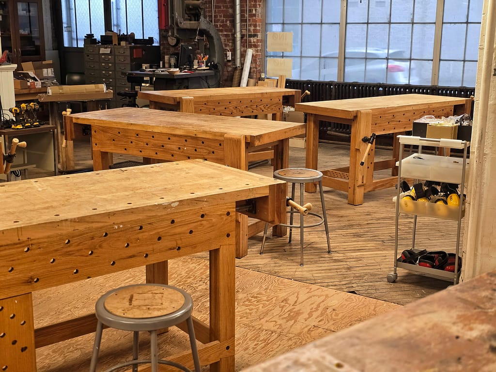 Woodworking studio space at GoggleWorks Center for the Arts