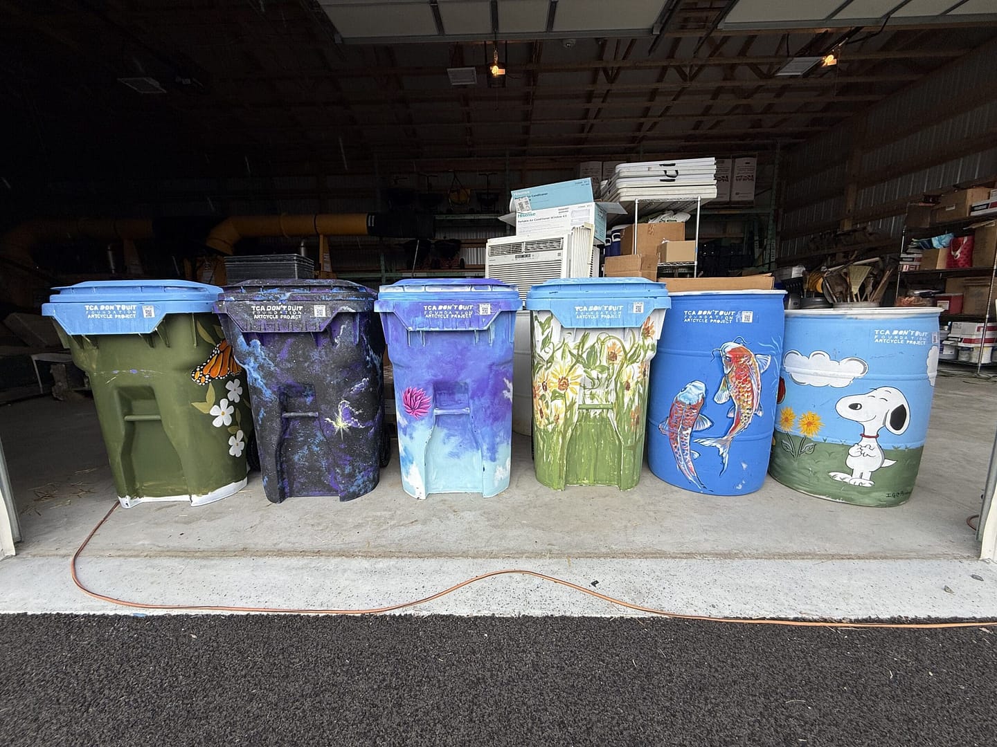 artcycle recycle bins painting drawing theron cook