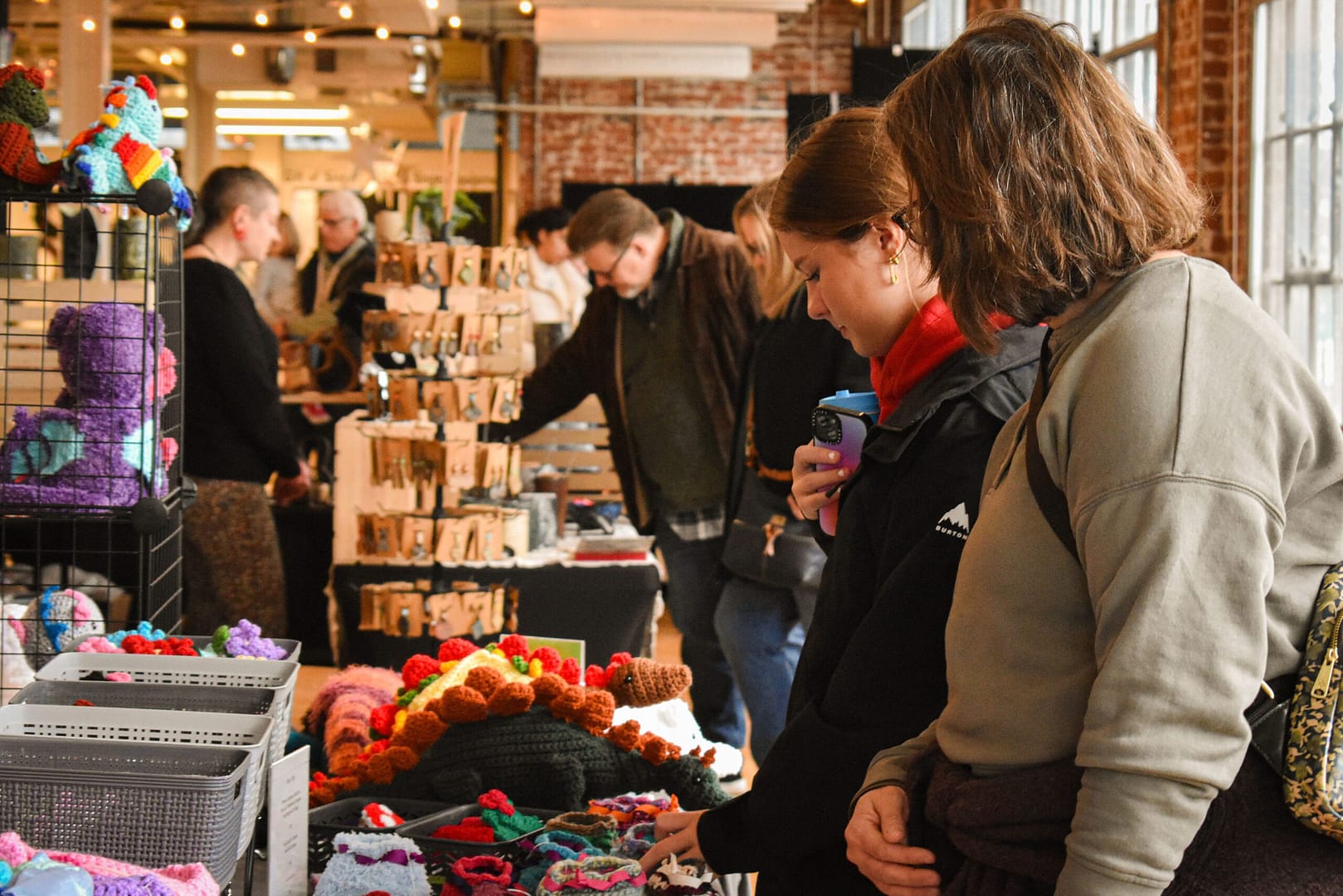 customers browsing market stands