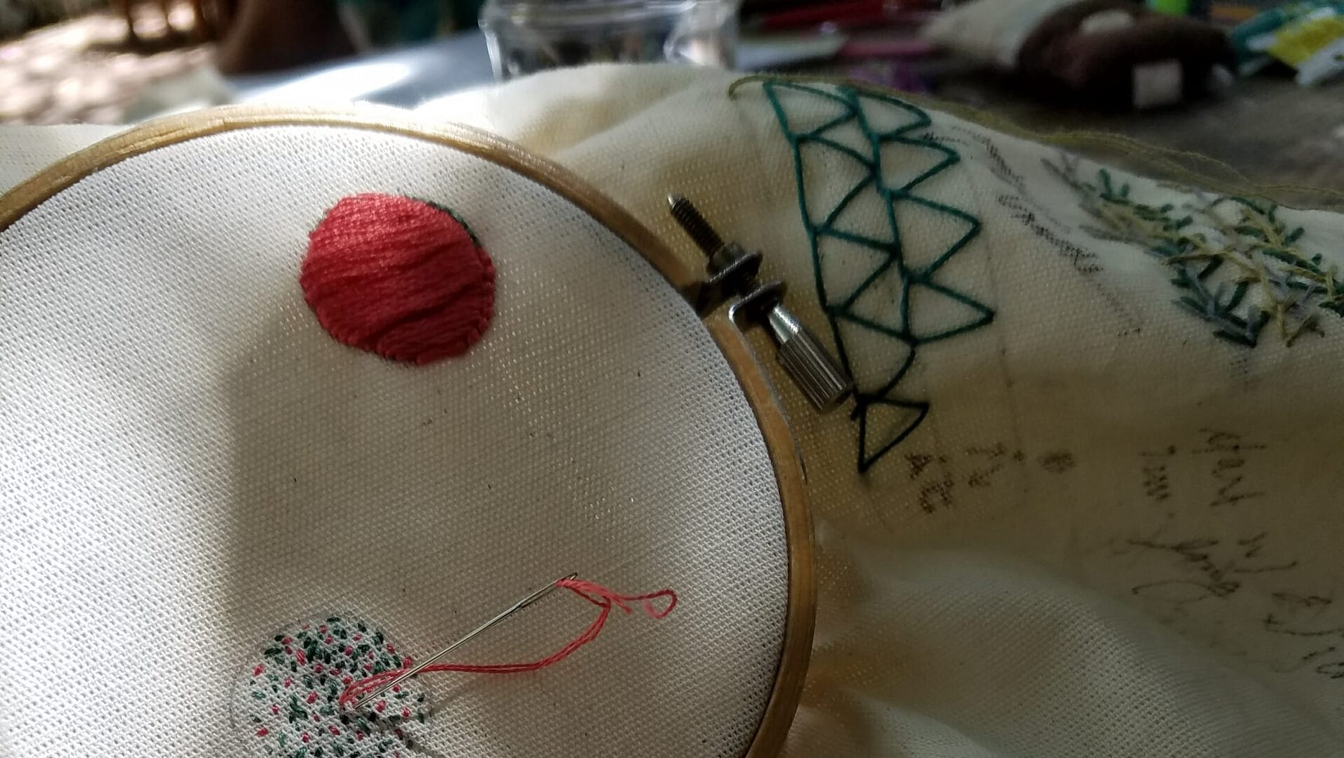 embroidery hoop with stitches