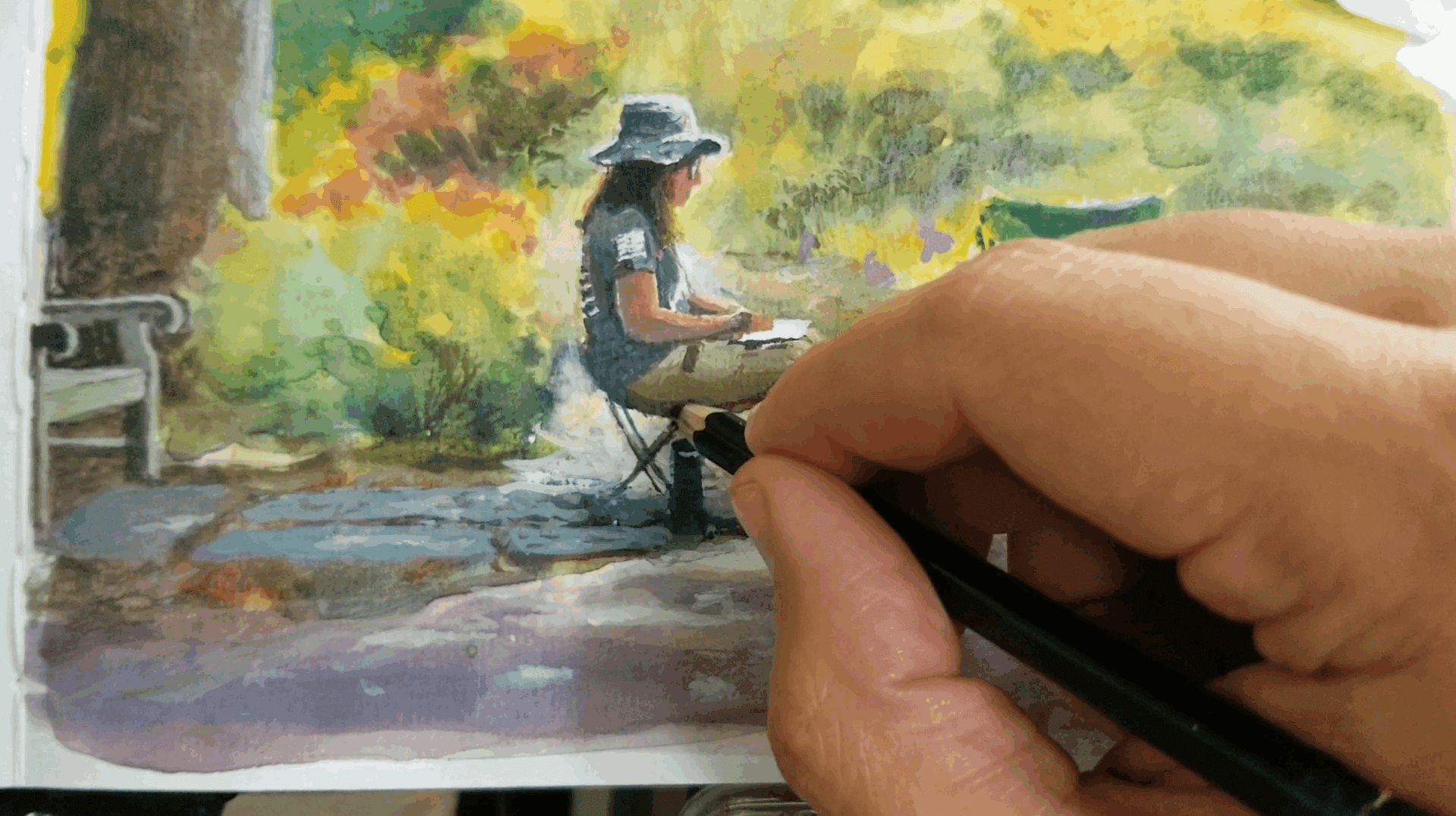 courtyard sketching drawing painting zoungy class 2d