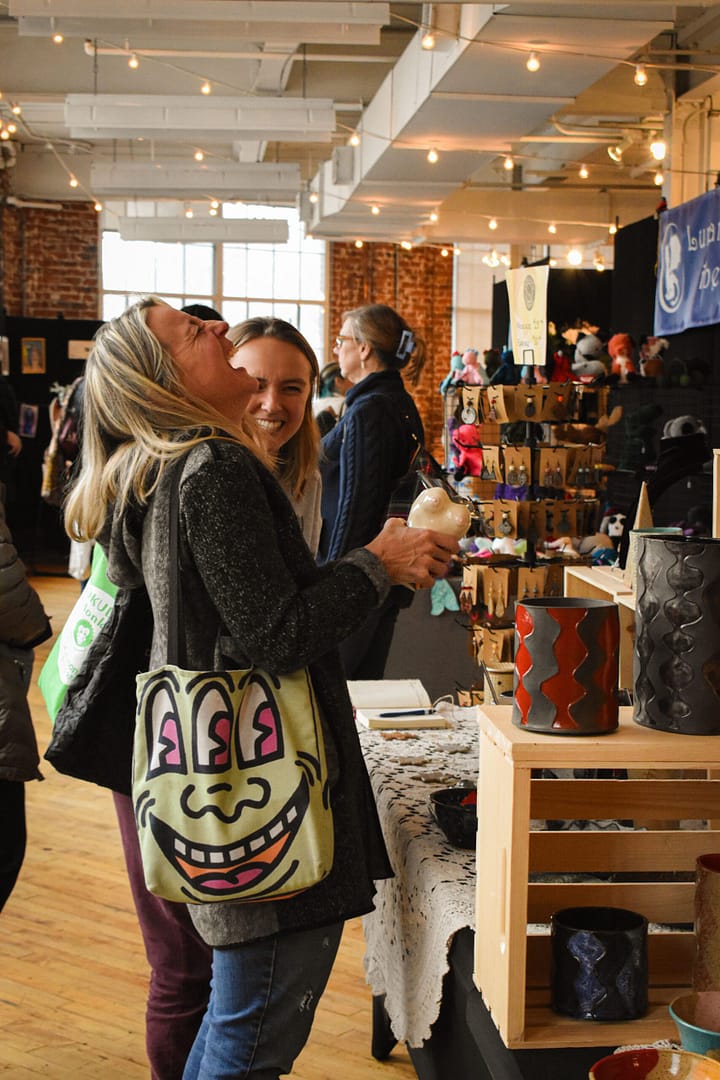 customers browsing market stands