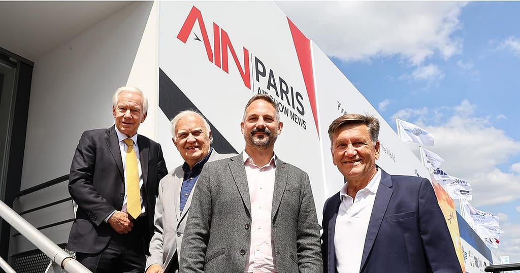 AIN Media Group founder and chair emeritus Wilson Leach, Leeham founder and managing director Scott Hamilton, AIN Media Group president Ruben Kempeneer, and Leeham News & Analysis’ aeronautical and economic analyst Bjorn Fehrm